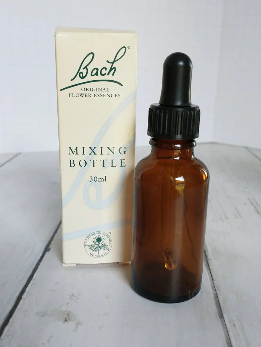 Bach Flowers Empty Mixing Bottle NIB 30ml Amber Glass Bottle with Dropper Cap